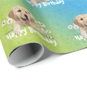 Birthday Golden Retrievers op regenboog Cadeaupapier (Rol Hoek)