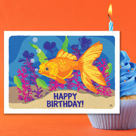 Birthday Goldfish Aquarium Blank Kaart