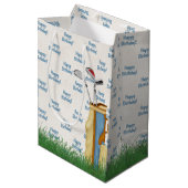 Birthday golf bag in gras medium cadeauzakje (Voorkant Gekanteld)