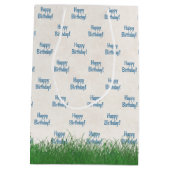 Birthday golf bag in gras medium cadeauzakje (Achterkant)