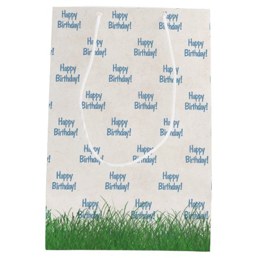 Birthday golf bag in gras medium cadeauzakje (Achterkant)
