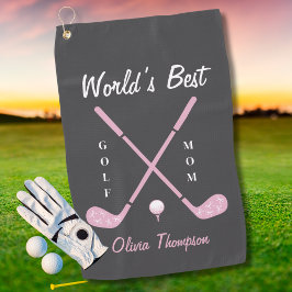 Birthday Golf Mom Pink Golf Club Bows Custom Golfhanddoek