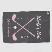 Birthday Golf Mom Pink Golf Club Bows Custom Golfhanddoek (Horizontaal)
