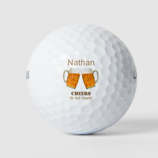 Birthday Golfer Beer Cheers Golfballen (Voorkant)