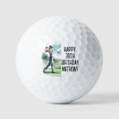 Birthday Golfer Funny 30th happy Dad Golf Balls Golfballen (Voorkant)