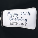 Birthday Golfer Funny 40th 40th 40th Navy Blue Bla Golfheadcover<br><div class="desc">Gelukkige 40e verjaardag! Marineblauw,  zwart Par 40 golf hoofddeksel. Grappige 40e verjaardag. Perfect voor hem,  vader,  broer,  man,  partner. Golfer cadeau idee. Personaliseer het met een naam.</div>