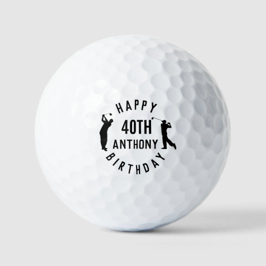 Birthday Golfer Funny 40th happy Dad Golf Balls Golfballen (Voorkant)