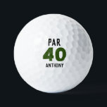 Birthday Golfer Funny 40th happy Dad Par Golfballen<br><div class="desc">Par. 40. Grappig 40ste verjaardag citeert golfballen. Ideaal voor vader,  stiefvader. Golfer cadeauidee. U kunt het jaar en de naam personaliseren.</div>