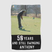 Birthday Golfer Funny 50th happy Dad foto Golfhanddoek (Voorkant)