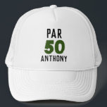Birthday Golfer Funny 50th happy Dad Par Trucker Pet<br><div class="desc">Paragraaf 50. Grappig 50e verjaardagscitaat golf pet. Perfect voor vader,  opa,  stiefvader. Golfer cadeau idee. U kunt het jaar en de naam personaliseren.</div>