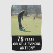 Birthday Golfer Funny 70th happy Dad foto Golfhanddoek (Voorkant)