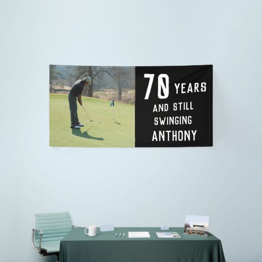 Birthday Golfer Funny 70th happy Dad foto Spandoek (Beurs)
