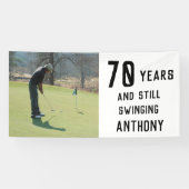 Birthday Golfer Funny 70th happy Dad foto Spandoek (Horizontaal)