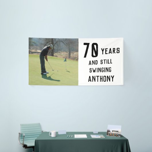 Birthday Golfer Funny 70th happy Dad foto Spandoek (Beurs)
