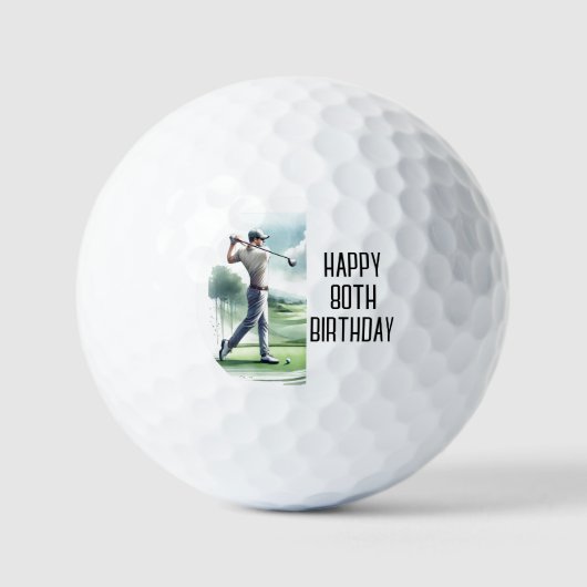 Birthday Golfer Funny 80th happy Dad Golf Balls Golfballen (Voorkant)