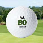 Birthday Golfer Funny 80th happy Dad Par Golfballen<br><div class="desc">Par. 80. De grappige 80ste verjaardag citeert golfballen. Perfect voor vader,  opa,  stiefvader. Golfer cadeauidee. U kunt het jaar en de naam personaliseren.</div>