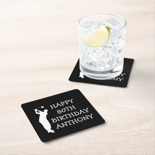 Birthday Golfer Funny 80th happy Dad Par Kartonnen Onderzetters (Insitu)