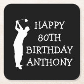 Birthday Golfer Funny 80th happy Dad Par Kartonnen Onderzetters (Voorkant)