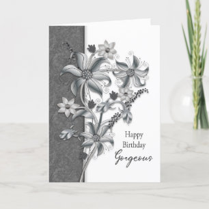 Birthday Gorge Shades of Grey Flowers Kaart