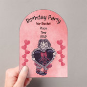 Birthday Gothic Rag Doll Black Heart Lace Pink Acryl Uitnodigingen (Insitu (Draagbaar))
