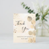 Birthday gouden eucalyptus glitter dank u briefkaart (Staand voorkant)
