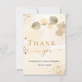 Birthday gouden eucalyptus goudglitter herfst bedankkaart