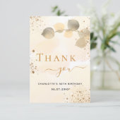 Birthday gouden eucalyptus goudglitter herfst bedankkaart (Staand voorkant)