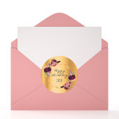 Birthday goudflorale geometrische bogung ronde sticker