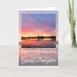 Birthday Grand Daughter, Stunning Pink Sunrise. Kaart<br><div class="desc">Happy Birthday card for Grand Daughter,  stunning pink and purple sunrise reflected on water. Text says: Happy Birthday to my lovely Grand Daughter.</div>