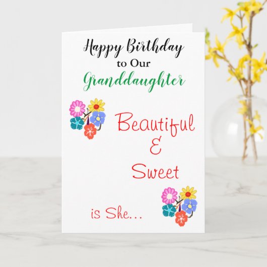 Birthday Granddochter  Flowers Kaart (Gele Bloem)