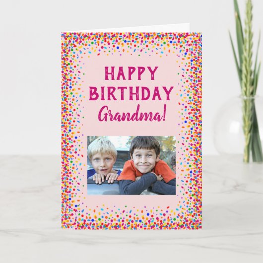 Birthday Grandma Fun Colorful Foto Kaart (Voorkant)