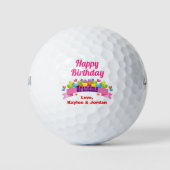 Birthday Grandma Golfer Cute Hearts Voeg naam toe Golfballen (Voorkant)