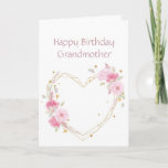 Birthday Grandmother Pink Flower Heart Card Kaart<br><div class="desc">Sister Birthday  Grandmother with watercolor pink garden flowers with a heart</div>
