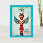 Birthday, Grandson, American Indian Totem Pole, Kaart<br><div class="desc">Fun kind groet met prachtige tepee en heldere levendige kleuren in veren.  Zie hetzelfde en/of soortgelijk afbeelding in Indiase Collecties onder Mijn selecties</div>