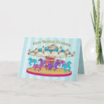 Birthday - Grandson - Carousel Kaart<br><div class="desc">Deze schattige verjaardagskaart is kleurrijk en vol plezier en ideaal voor elk kind.  Zie hetzelfde afbeelding voor andere verjaardagen en partijuitnodigingen.</div>