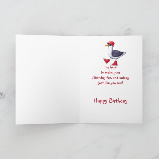 Birthday Grandson Fun Cute Seagull Bird Kaart (Binnen)