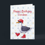 Birthday Grandson Fun Cute Seagull Bird Kaart<br><div class="desc">Happy Birthday Grandson of pas Cute Seagull Red Boots en pet Animal Humor Funny aan</div>