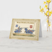 Birthday Grandson, knights Jakong, Horses full B Kaart (Gele Bloem)