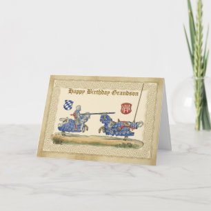 Birthday Grandson, knights Jakong, Horses full B Kaart