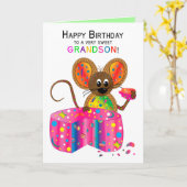 Birthday, Grandson, Mouse, Kaleidoscoop Collectie Kaart (Gele Bloem)
