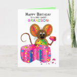 Birthday, Grandson, Mouse, Kaleidoscoop Collectie Kaart<br><div class="desc">Zie vele andere design in dit heldere Kaleidoscoop Collectie.  Zie onder MIJN COLLECTIES - COLLECTIE KALEIDOSCOPE</div>