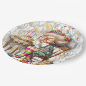 Birthday Granny With Party Balloons Papieren Bordje (Gekanteld)