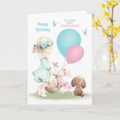 Birthday Great Granddochter Girl met Puppy Kaart (Gele Bloem)