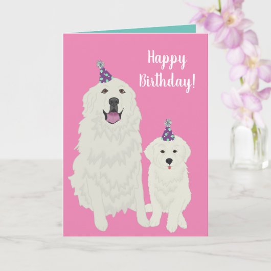 Birthday Great Pyreneeën Mountain Dog Card Kaart (Orchidee)