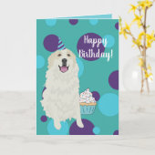 Birthday Great Pyreneeën Mountain Dog Card Kaart (Gele Bloem)