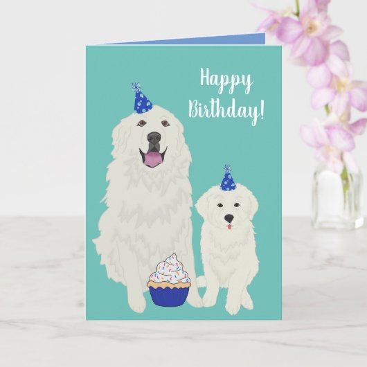 Birthday Great Pyreneeën Mountain Dog Card Kaart (Orchidee)