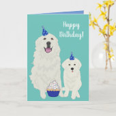 Birthday Great Pyreneeën Mountain Dog Card Kaart (Gele Bloem)