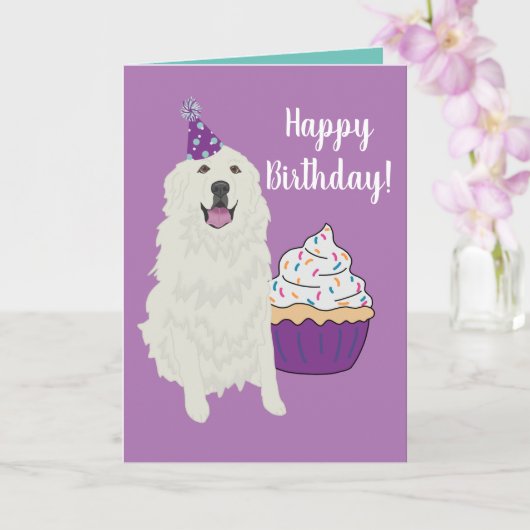 Birthday Great Pyreneeën Mountain Dog Card Kaart (Orchidee)
