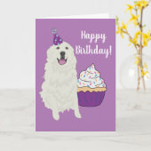 Birthday Great Pyreneeën Mountain Dog Kaart (Gele Bloem)
