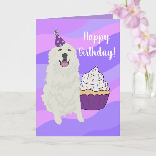 Birthday Great Pyreneeën Mountain Dog Kaart (Orchidee)